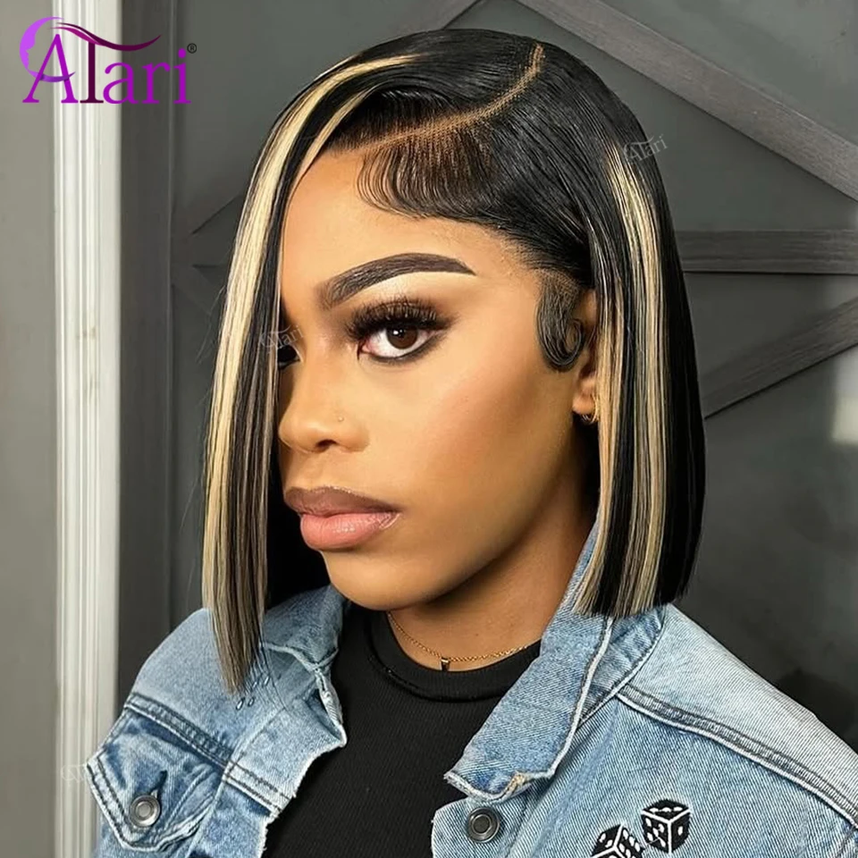 Balayage 27 Gerade Bob Echthaa – Pre Parted 13X4 Lace Front Bob Wig Bewertung und Preis
