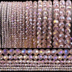 Austrian Crystal Faceted Balls Bead Pink Glass Loose Spacer Beads For Jewelry DIY Bracelets Earrings Accessories 3/4/6/8/10mm