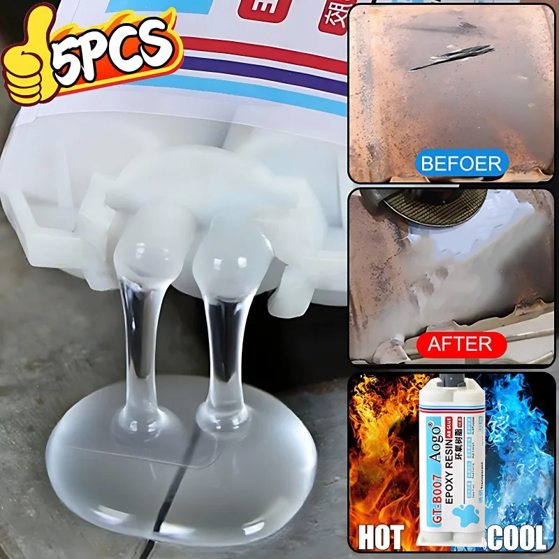 5/1x غراء إيبوكسي قوي AB علاج سريع لاصق راتينج شفاف مانع التسرب مقاوم للماء للمعادن البلاستيك الخشب الزجاجي الحرف إصلاح الترابط