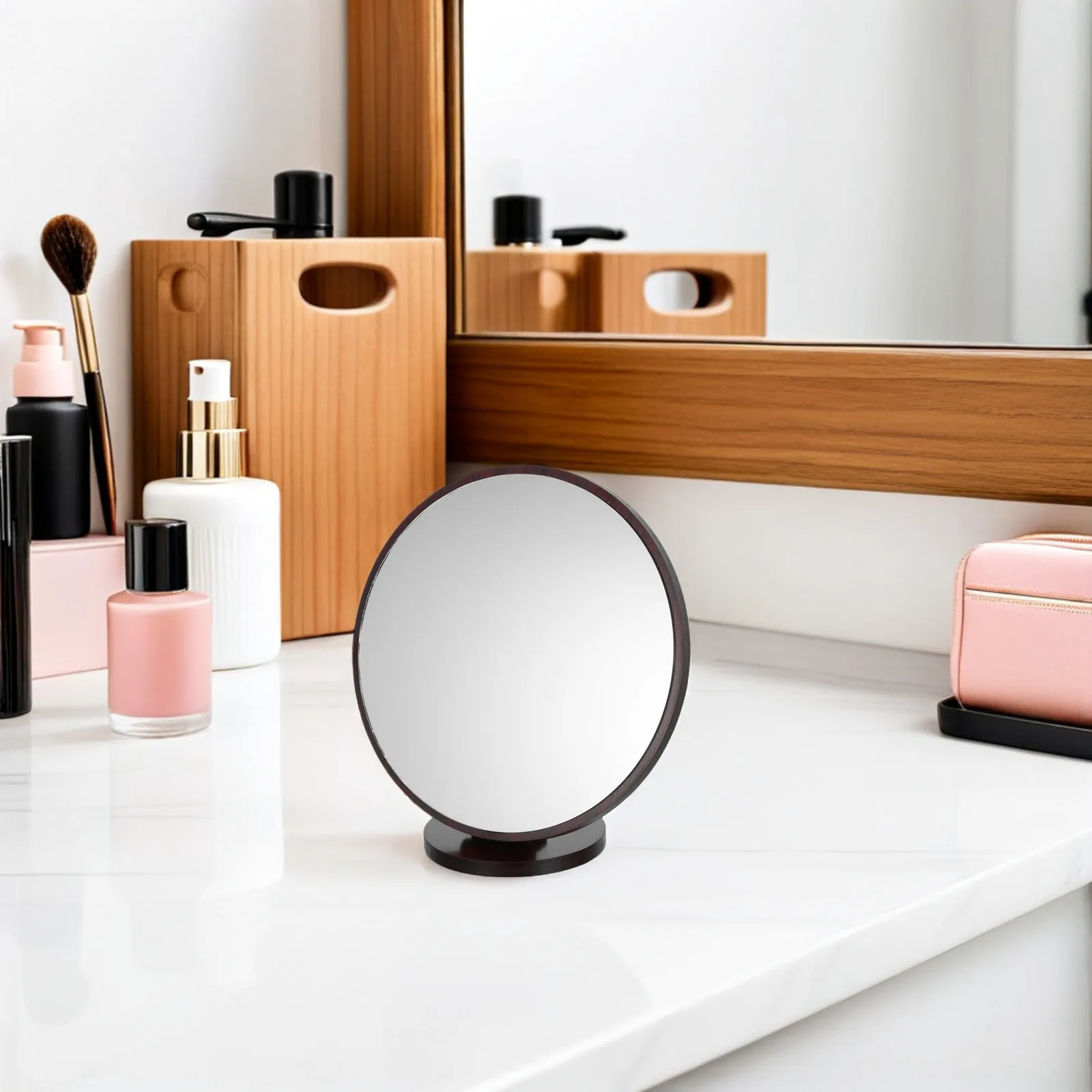 

Маленькое круглое деревянное зеркало - винтажное зеркало ручной работы для макияжа, для стола, ванной комнаты, спальни, декоративное использование, зеркала для макияжа