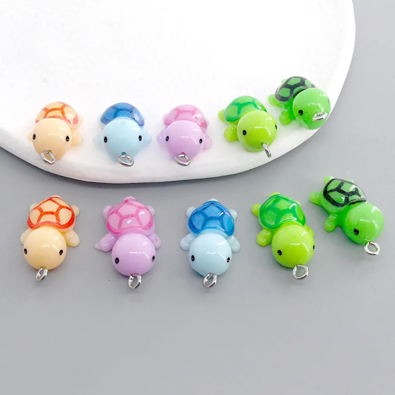 

10pcs Mini Turtle Resin Charms, Cute Cartoon Animal Pendants, Jewelry Making Supplies, Earrings Keychains Making Accessories