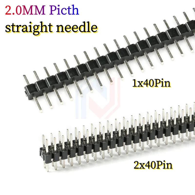 10PCS/Lot 2.0mm Pitch Male Pin Headers 1x40P 2x40P Double Single Row Straight Needle Copper Connector for Electronics