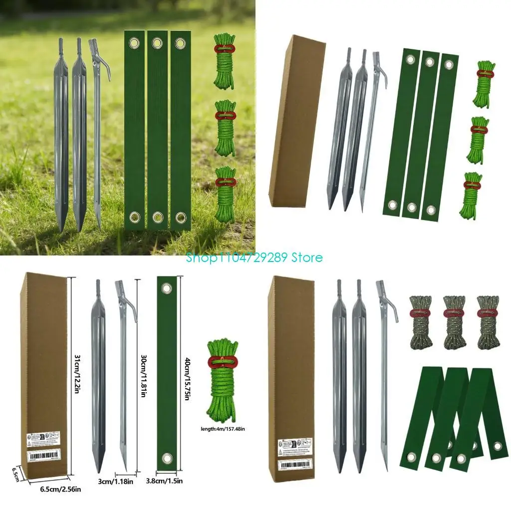 

D8KE Stakes Supports with Strap Against Bad Weather for Anchoring Newly Planted Tree