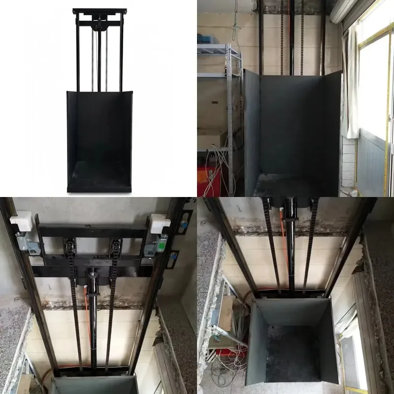 for 500kg Single Sided Rail Hydraulic Lift Platform with Chain Sling Compact Household Freight Elevator for Manufacturing