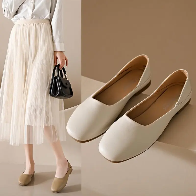 

2024 NEW Spring Autumn Handmade Flats Ballerina Shoes Women Comfortable Soft Leather Women Flats Shoes Fashion Casual Comfort 40