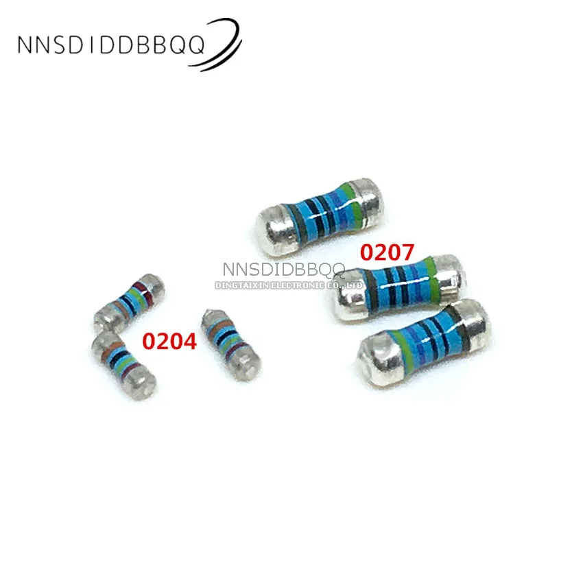 50 pçs smd melf resistor 0207 0204 k 560k 620k 680k 750k 820k 1m 1% cor anel resistor metal filme resistor precisão