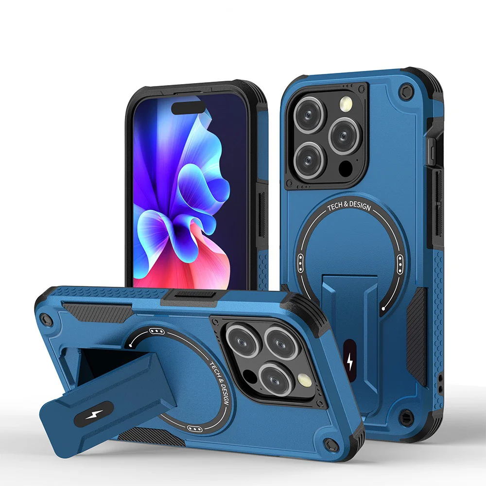 

Military Grade Magnetic Magsafe Case with Hidden Kickstand for iPhone 15 16 Pro Max Plus Hard Cover Wireless Charging