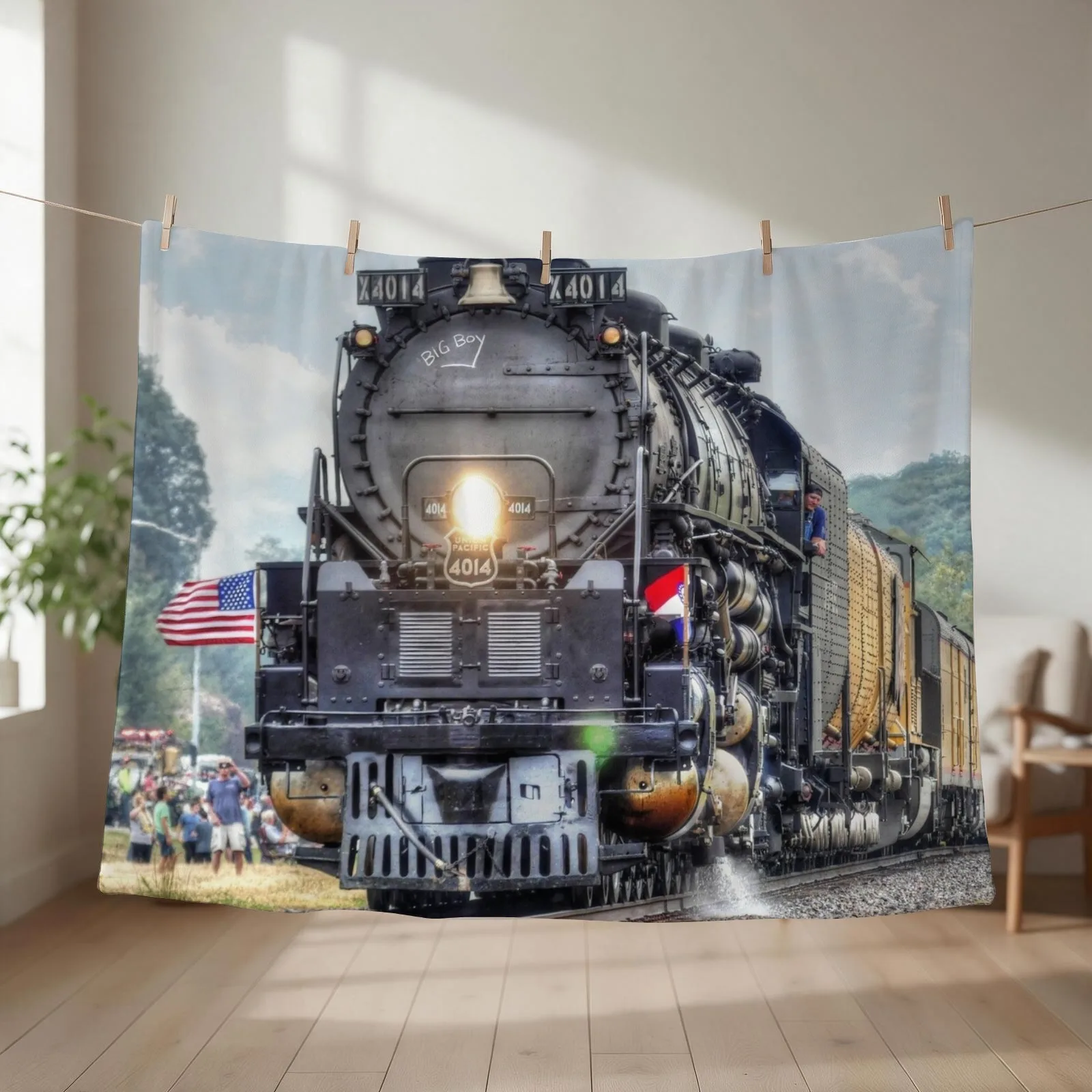 Steam Engine Throw Blanket couch cozy soft plush fuzzy picnic outdoor blanket