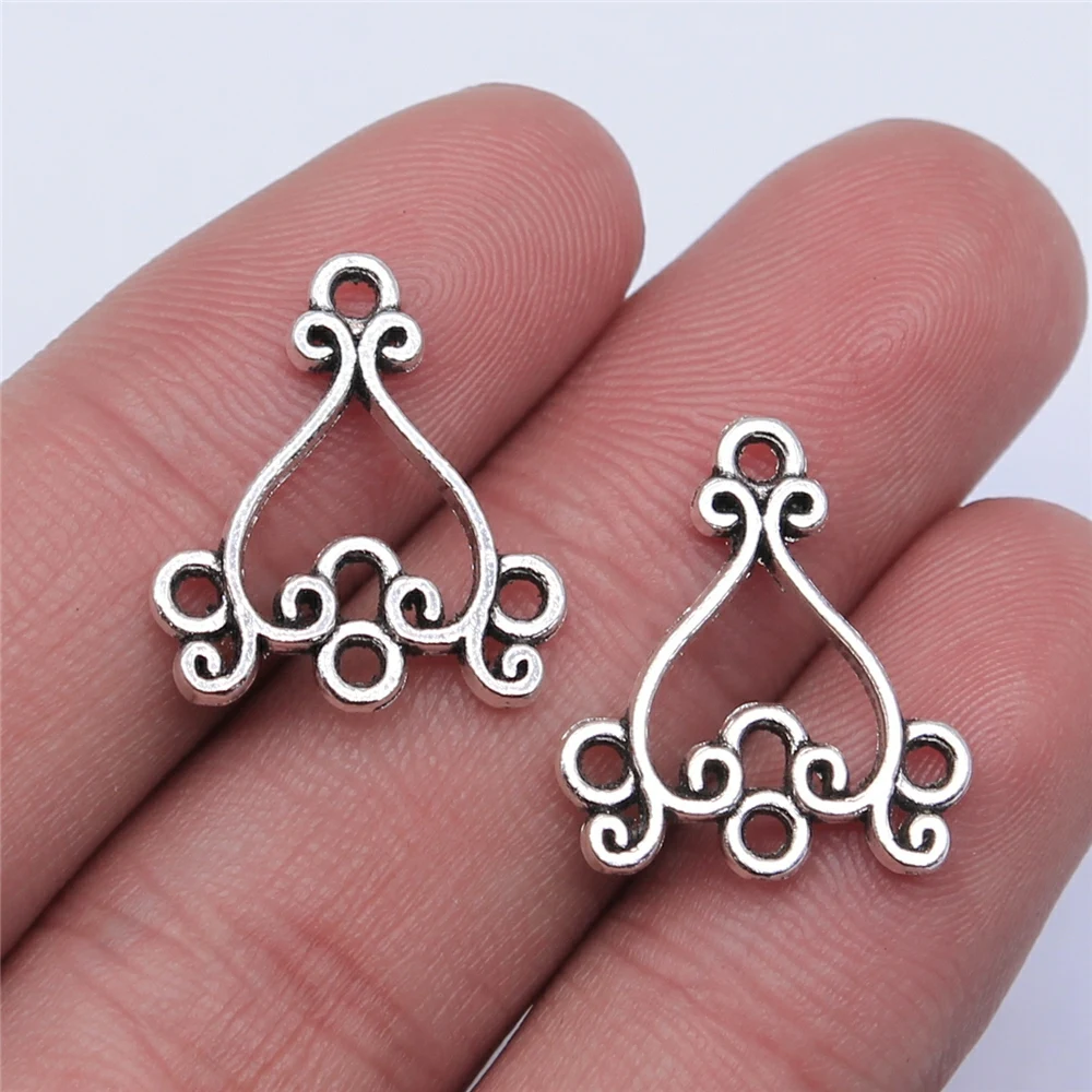 

Wholesale 150pcs/bag 19x17mm Antique Silver Color Hollow Chandelier Earring Connectors For Jewelry Making DIY Jewelry Findings