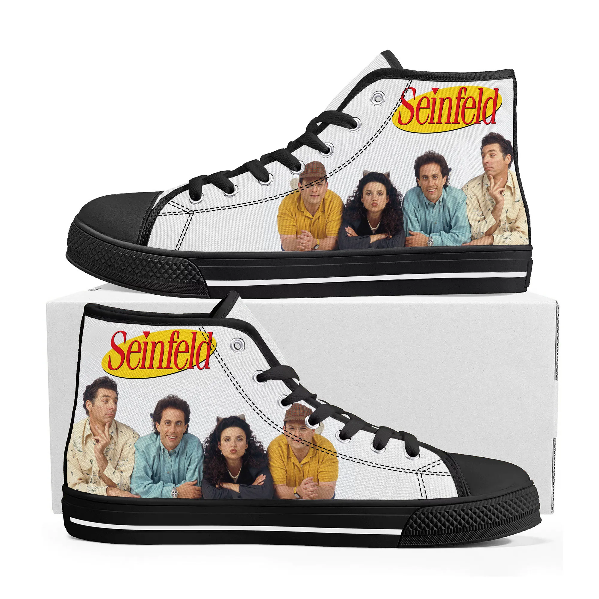 Seinfeld Sitcom-男性と女性のためのキャンバススニーカー,カスタムメイドのカジュアルシューズ,高品質,10代の高品質