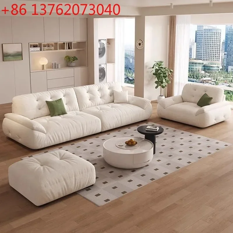 Cloud fabric small apartment living room Chenier modern simple straight sofa light luxury