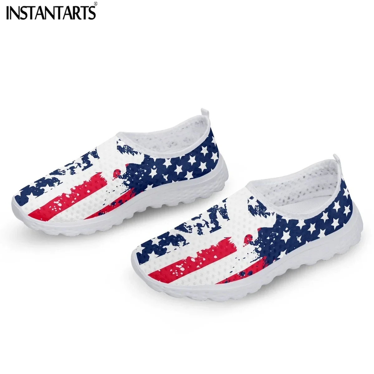 New Style Comfort Slip-on Flat Shoes American Flag Design Ladies Mesh Sneakers Light Casual Loafers For Women