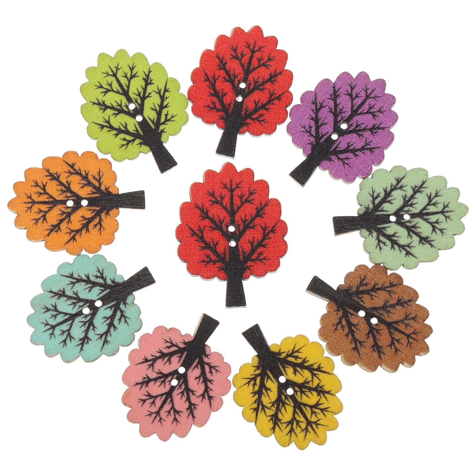 

100Pcs Painted Wooden Buttons DIY Craft Supplies for Sewing Clothing Decorative Buttons Set for Shirts Hats Sweaters Coats