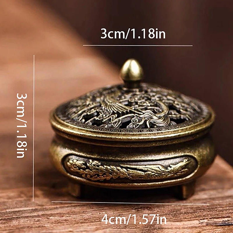 Dragon Phoenix Pocket Hollow Out Incense Stick Burner Brass Incense Holder Buddhist Utensils Incense Burner Lotus Incense Censer