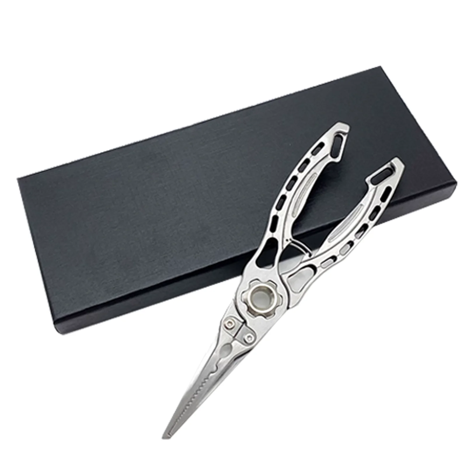 

420 Stainless Steel Fishing Lure Pliers Hook Remover, Multifunctional Fishing Rod Line Cutting Scissors with Anti-losing Rope