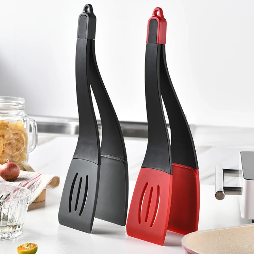 Silicone Food Tong 2 in 1 Cooking Spatula 34cm Detachable with 2 Spatulas Fashion New Design for Cooking BBQ Fry pan Non-stick