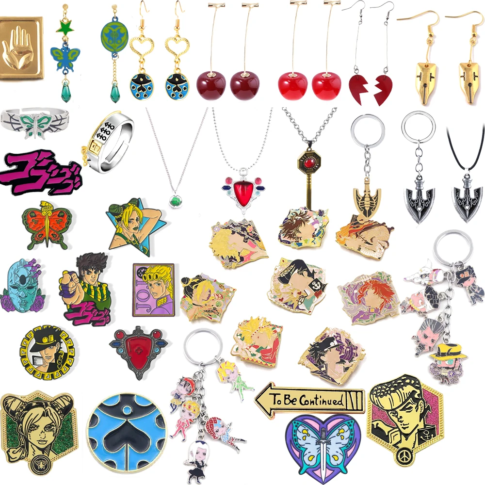 أنيمي جوجو غريب مغامرة سلاسل المفاتيح القاتل الملكة هيغاشيكاتا جوسوكي القوس السهم قلادة كيرينغ للنساء الرجال اكسسوارات السيارات