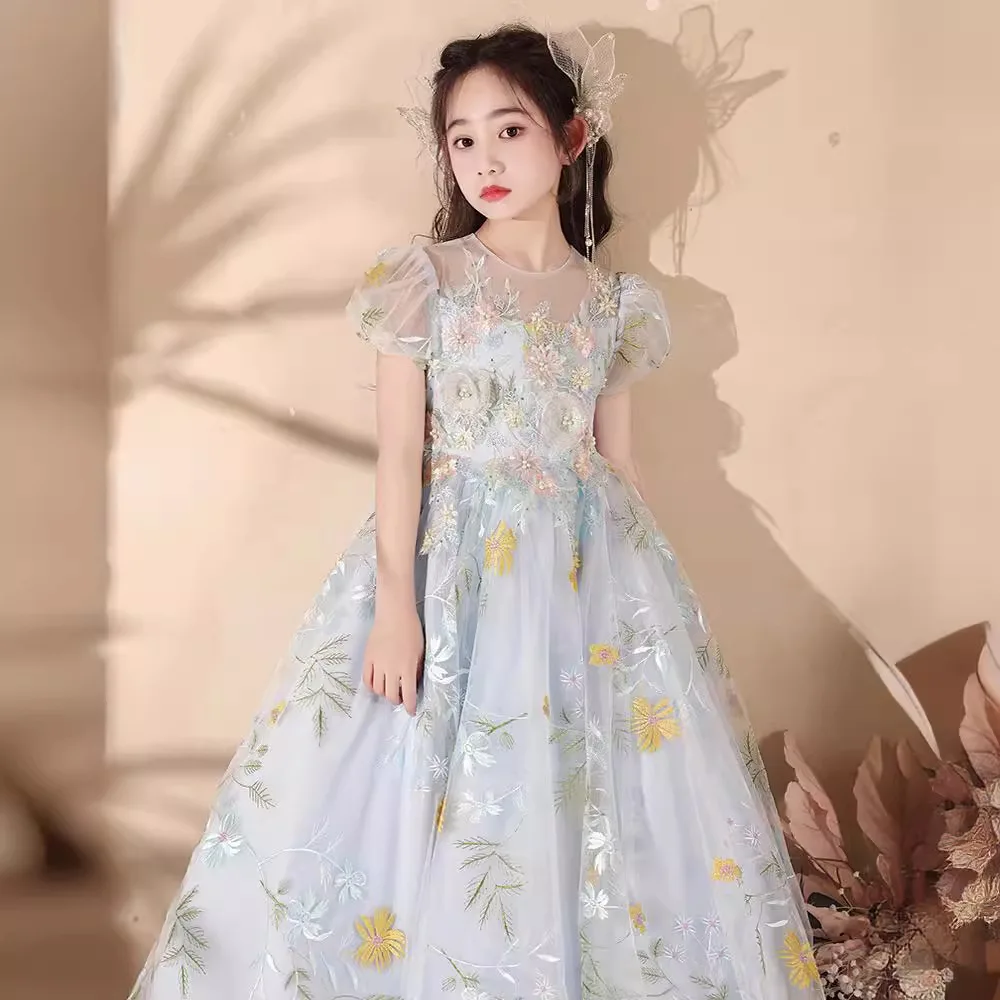 Mori girl dress Flower Fairy girl Flower girl Princess dress high-end children host piano performance costume