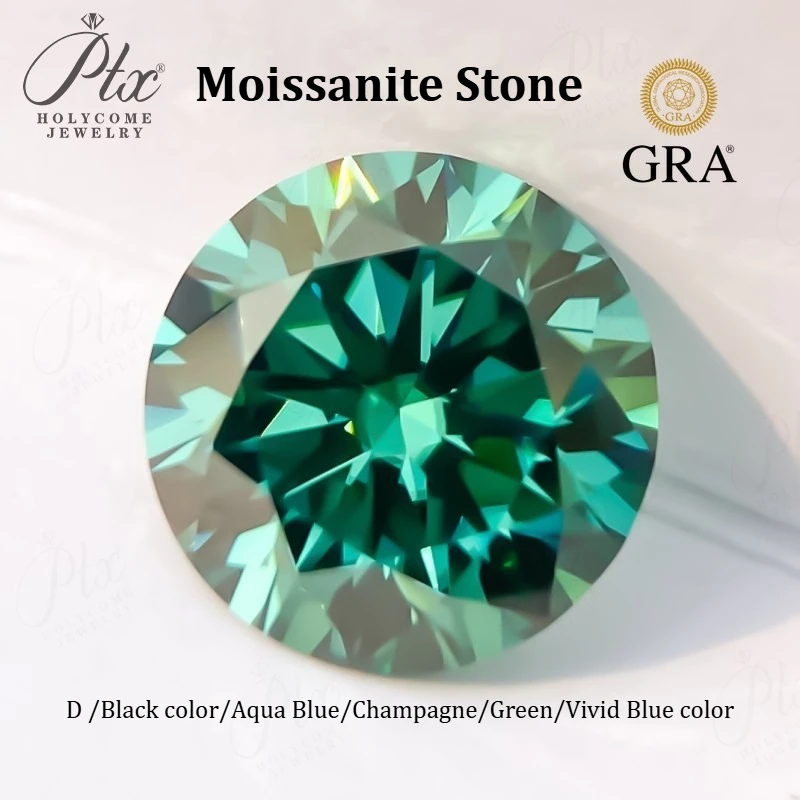 

0.3-10CT Real Moissanite Diamond Multicolor VVS1 Clarity Round Shape Beads Jewelry Materials Diy Accessories Pass Diamond Tester