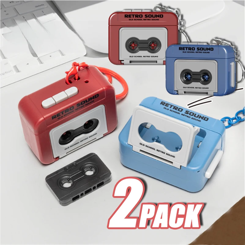 1/2 Uds llavero de grabadora Retro 15S grabadora cinta de casete llavero bolso de estudiante colgante pareja amigos regalo