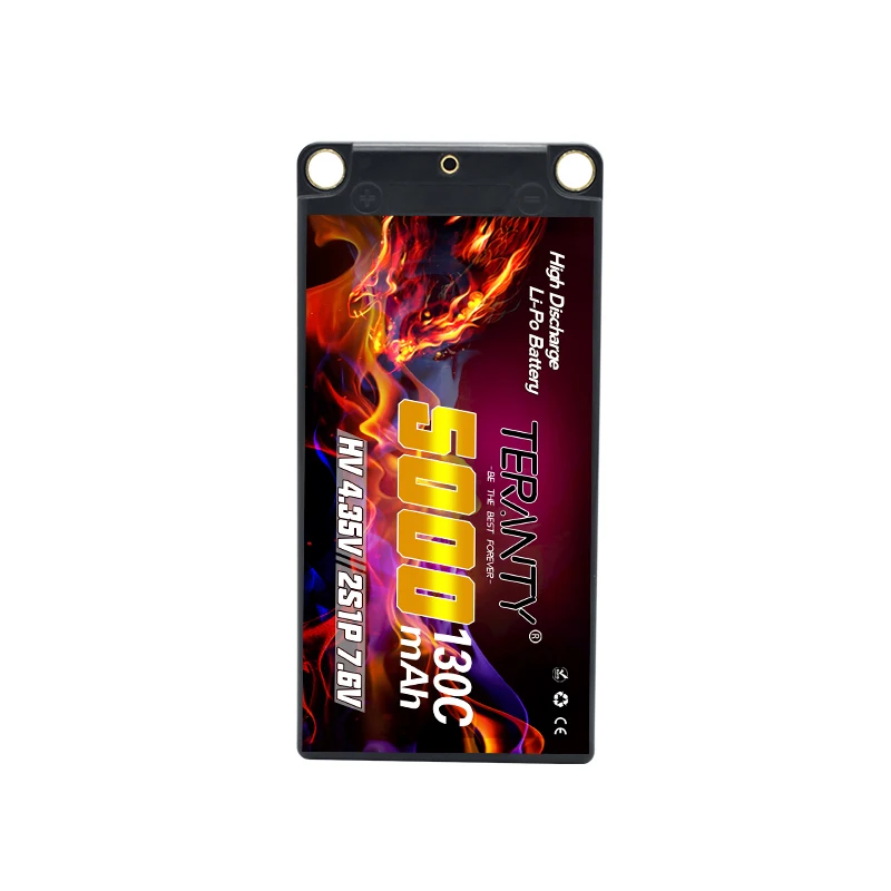 TREANTY 2S 7.6V 5000mAh 130C/260C with 5mm Bullet T Plug Suitable for Remote Control Car Model RC Toy High Rate Lipo Battery