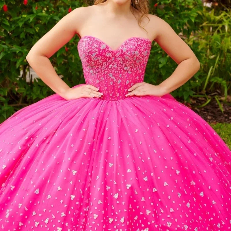 Angelsbride ชุดสีชมพูหรูหราชุดไปงานเต้นรำ quinceanera vestidos de 15 quinceañera ประดับด้วยลูกปัดเลื่อมชุดเดรสปาร์ตี้เด็กผู้หญิง