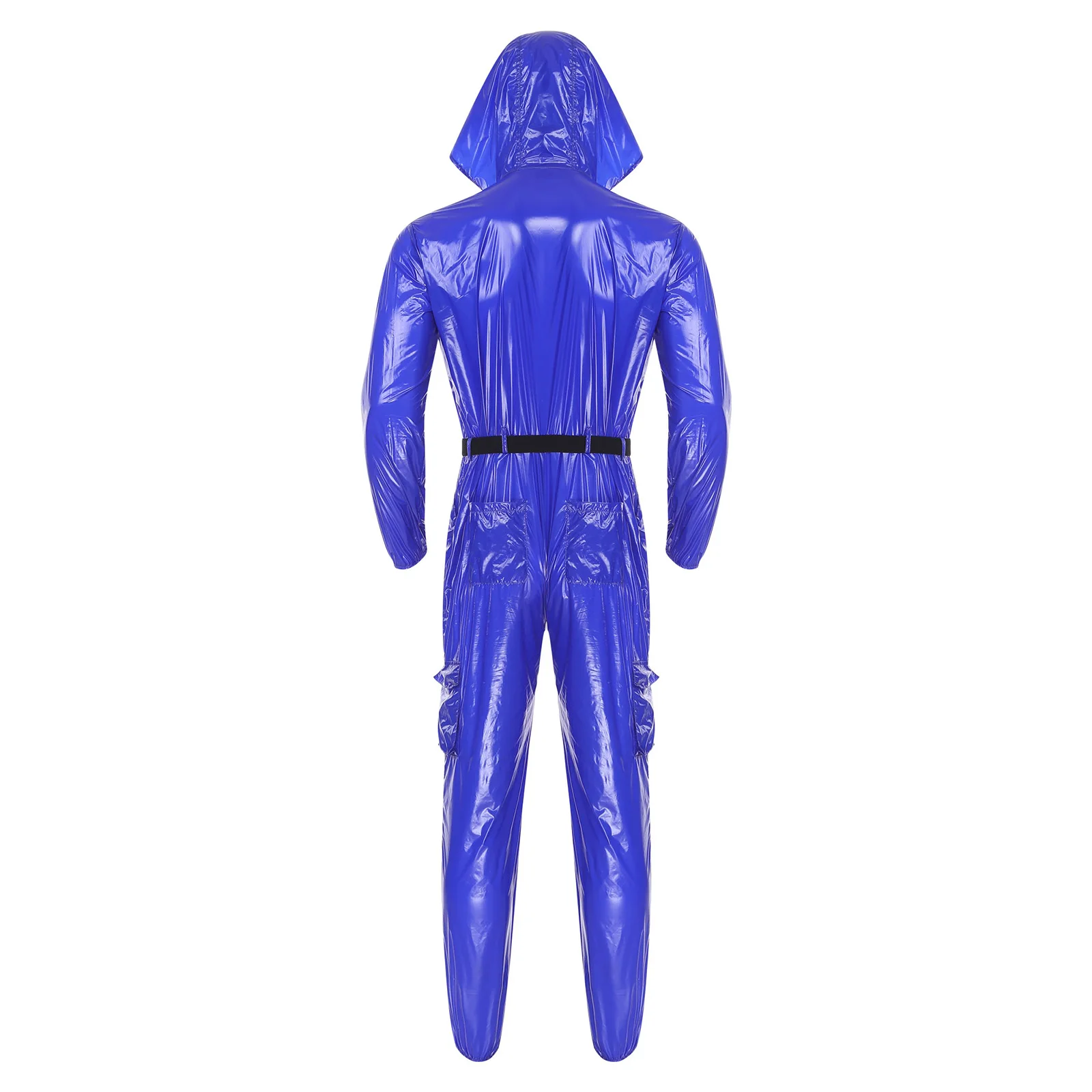 Wasserabweisende Overalls für Herren, Mechaniker-Arbeitskleidung, Kostüm, lange Ärmel, Reißverschluss vorne, Kapuzenoverall, Klapptaschen, Bodysuit