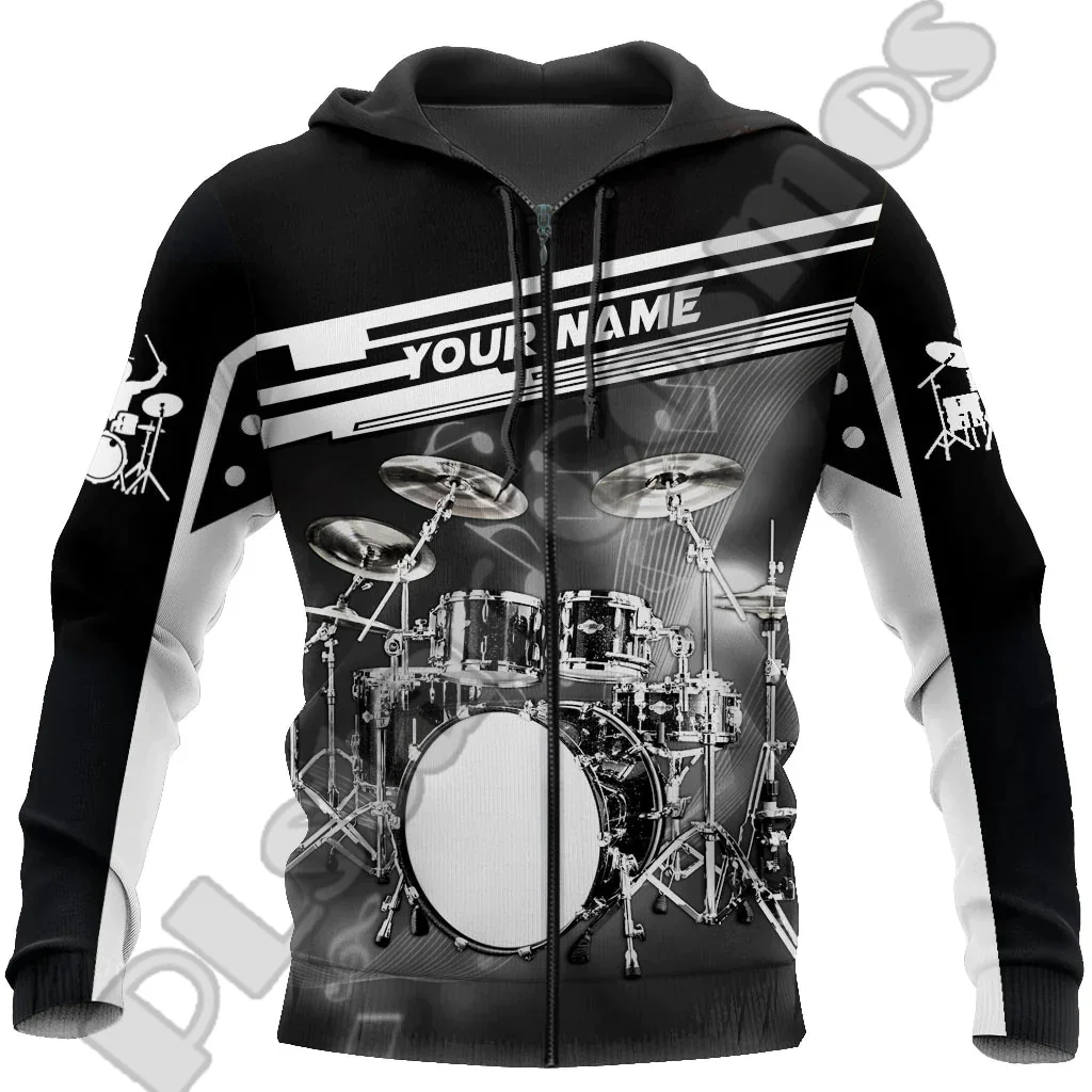 Newfashion Custom Naam Muziek Drummer Drums Kleurrijke Polyester Vintage Trainingspak 3Dprint Harajuku Casual Grappige Hoodies Jas X4