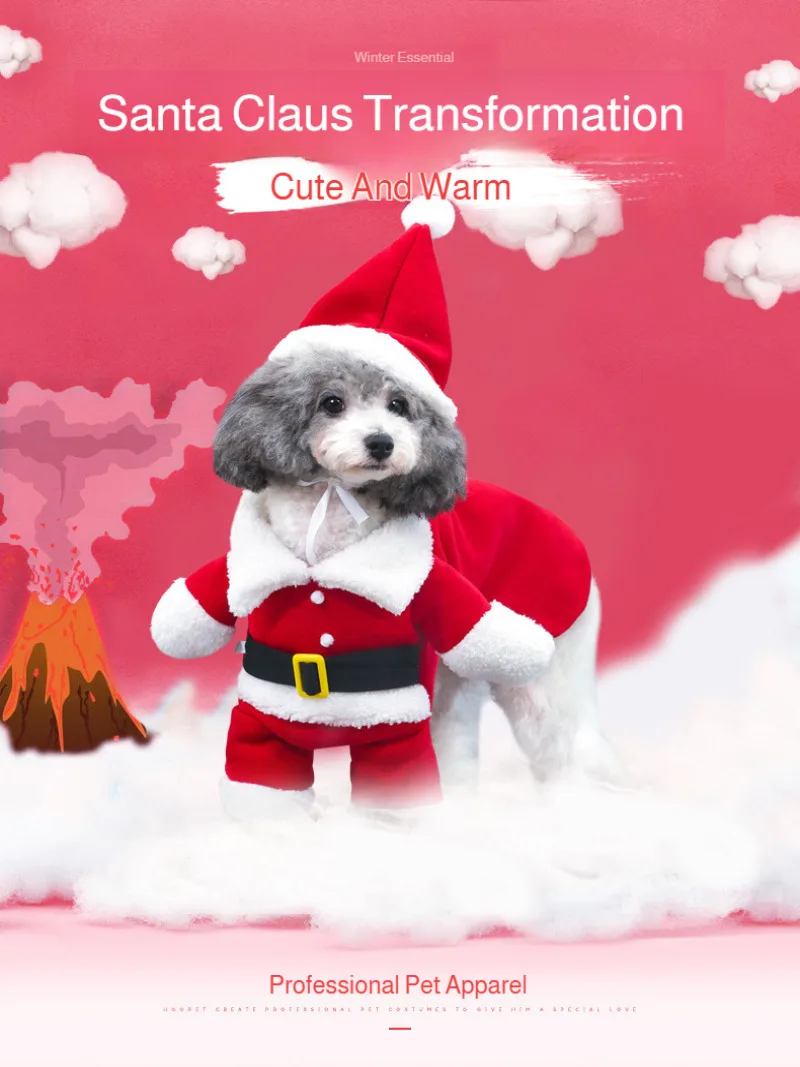 Dogs fall and winter warm transformation Santa Claus costume Pet clothes Christmas warm series