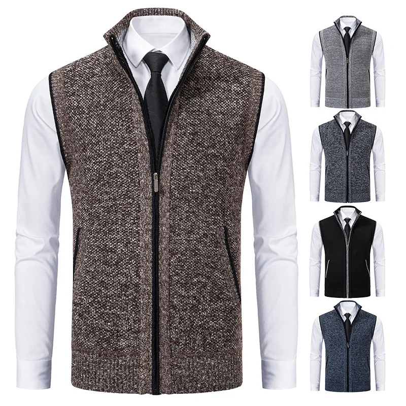 

2024 Autumn New Men's Cardigan Sweater Men's Stand Up Collar Sweater Sweater Jacket Vest Jacket Autumn Fashion Trend