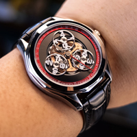 OBLVLO Men Luxury Watch 42MM Automatic Mechanical Wristwatch Luminous Vintage Skeleton 50m Waterproof Sapphire Mirror