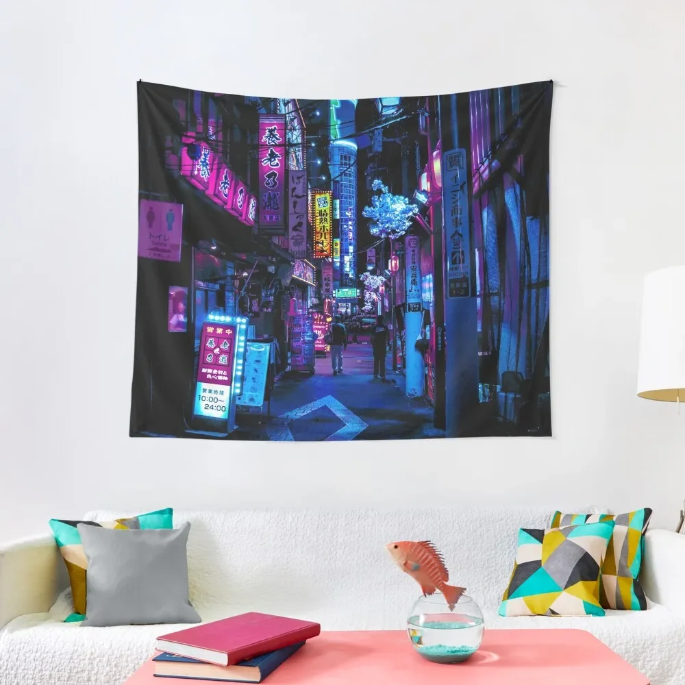 

Blue Tokyo Alleys Tapestry Aesthetic Room Decors Wall Decoration Decorative Paintings Tapestry