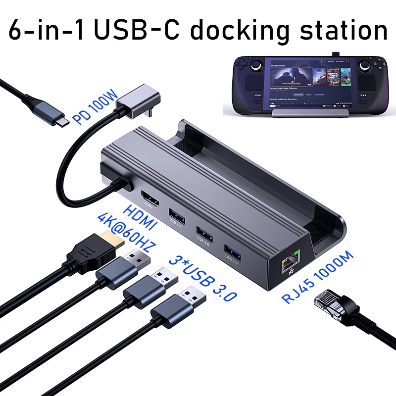 6 1 ギガビットイーサネットハブ USB-C に HDMI 4K 60HZ jsaux スチームデッキドッキングステーションスイッチドックアヤネオ ASUS ROG アクセサリー