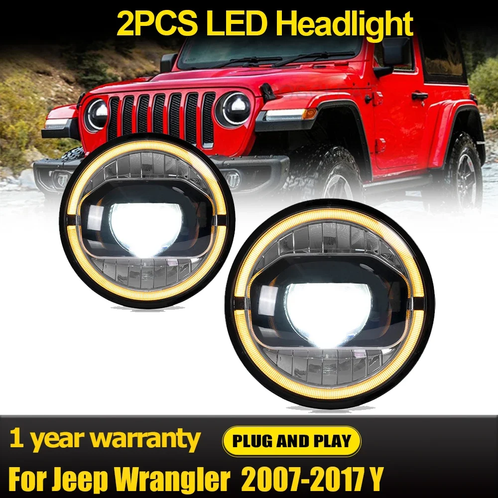 

Фара в сборе для Jeep Wrangler 2007-2017 светодиодная фара DRL светодиодные динамические указатели поворота объектив проектора автомобильные аксессуары