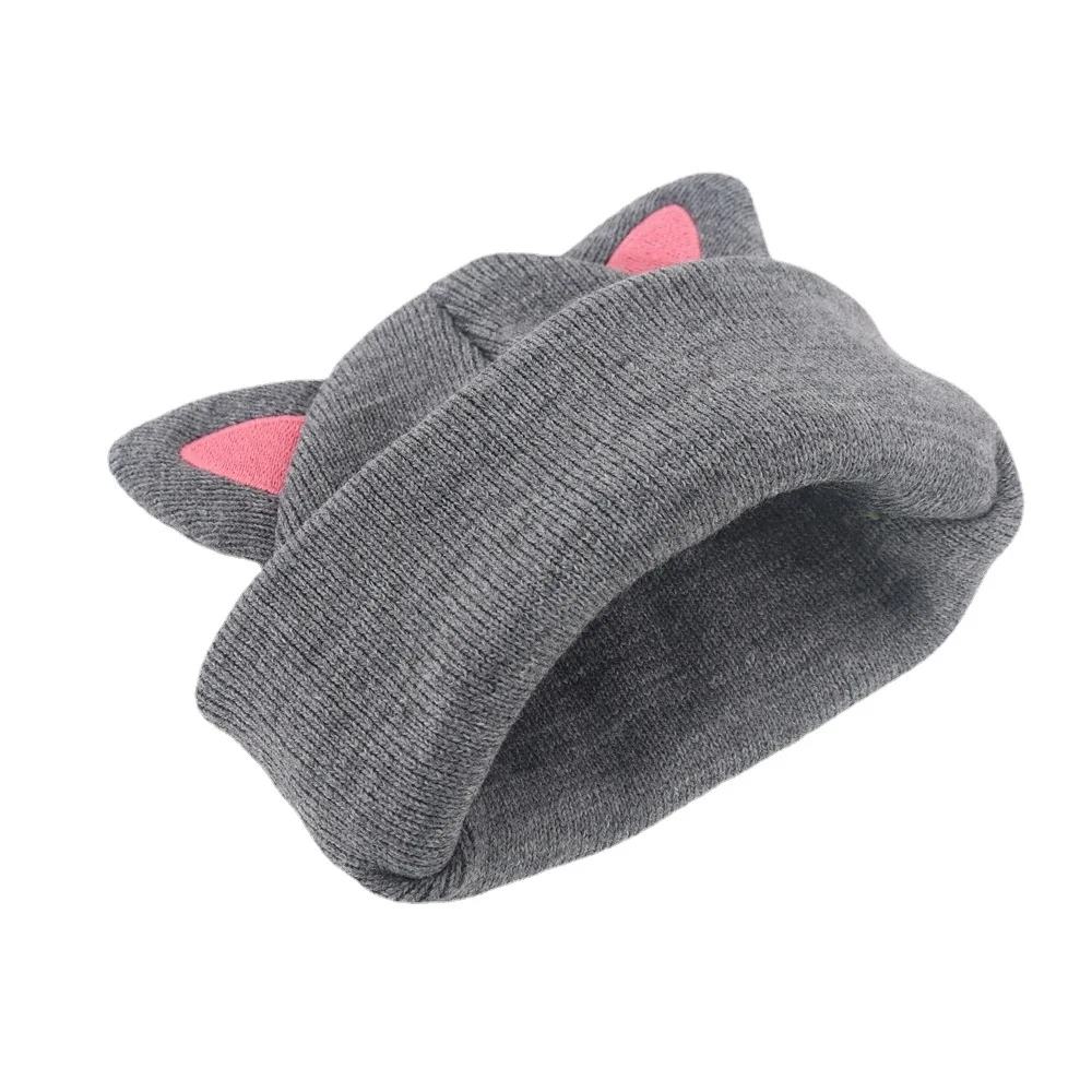 Winter Cartoon Kitty Knitted Children Hat Cute Cat Baby Cap Kids Beanie For Girls