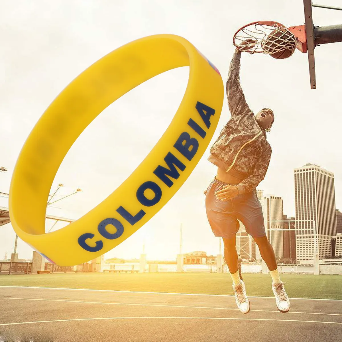 6Pcs Silicone Country Wristbands Soft Comfortable One Size Fits Most Sports Bracelet for Football Games International Match