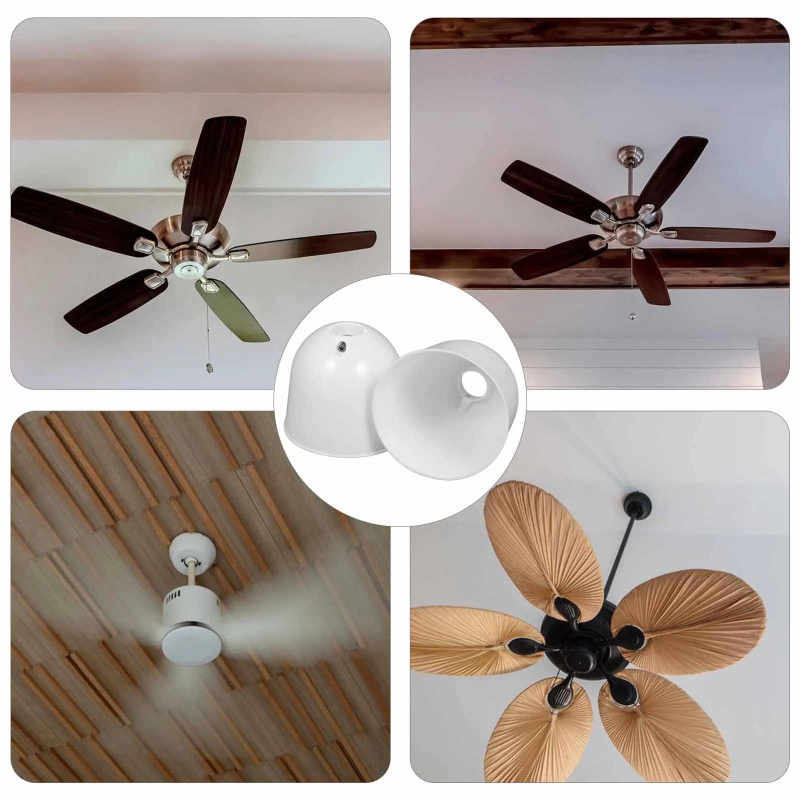 

2Pcs Ceiling Fan Light Shade Plastic Canopy Simple Quick Install Compatible Multiple Brands Models Ceiling Fan Accessories