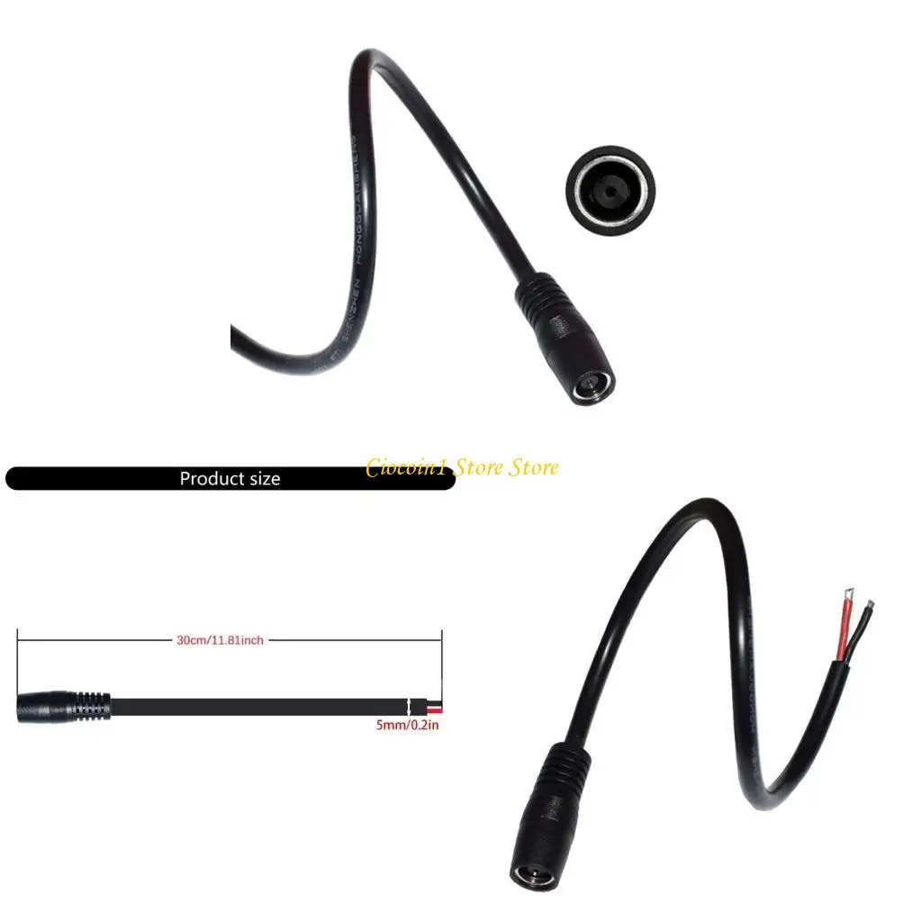 A3PC 30cm DC7909 Power Cable Female to Bare Wire Adapter Cord 16AWG for Solar Cell