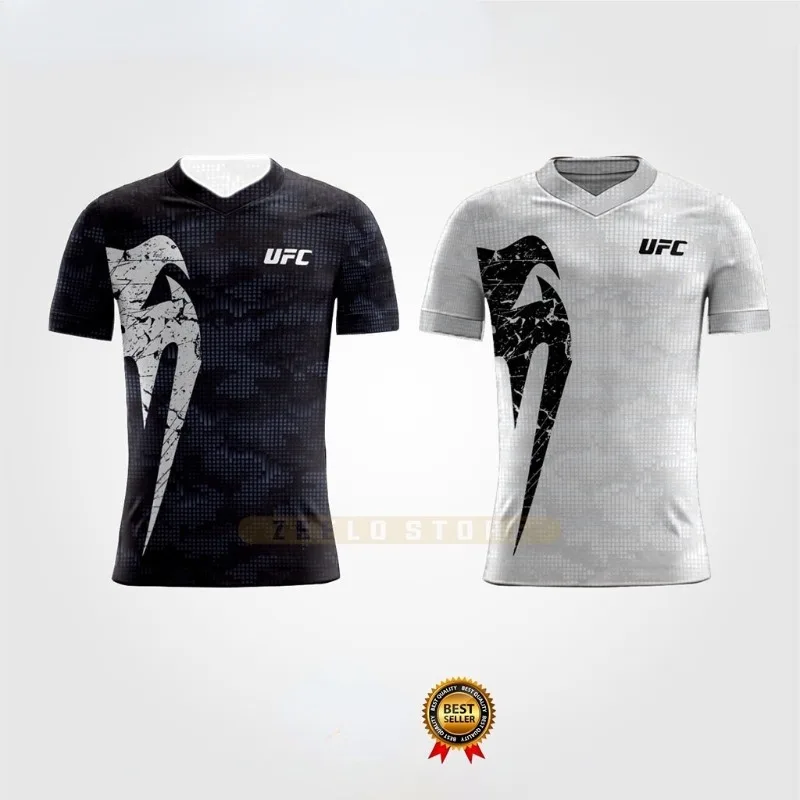 UFC الرجال والنساء الرياضة في الهواء الطلق اللياقة البدنية الترفيه تي شيرت مجموعة الشارع موضة الاتجاه الأطفال الكبار التجفيف السريع ثلاثية الأبعاد الطباعة