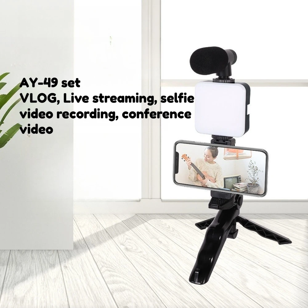 Multi-function Desktop Recording Live Kit All-in-one Stand+Pickup Mic+Fill Light for Unboxing & Short Video