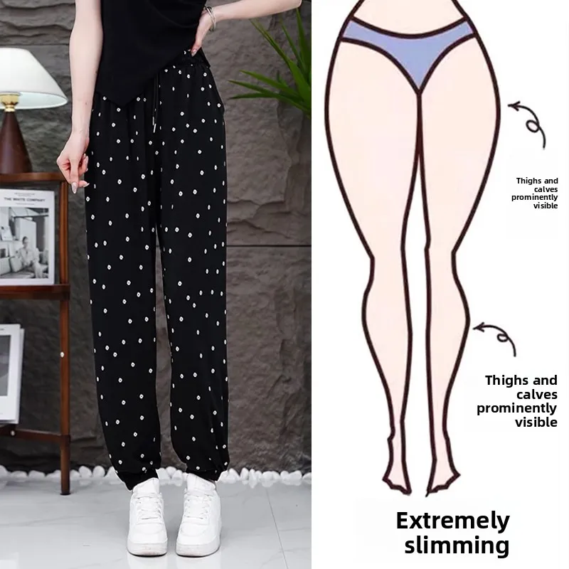 

Черные брюки в горошек больших размеров, быстросохнущие, женские, летние, тонкие, с высокой талией, свободного кроя, стройнящие, струящиеся, свободные брюки-палаццо