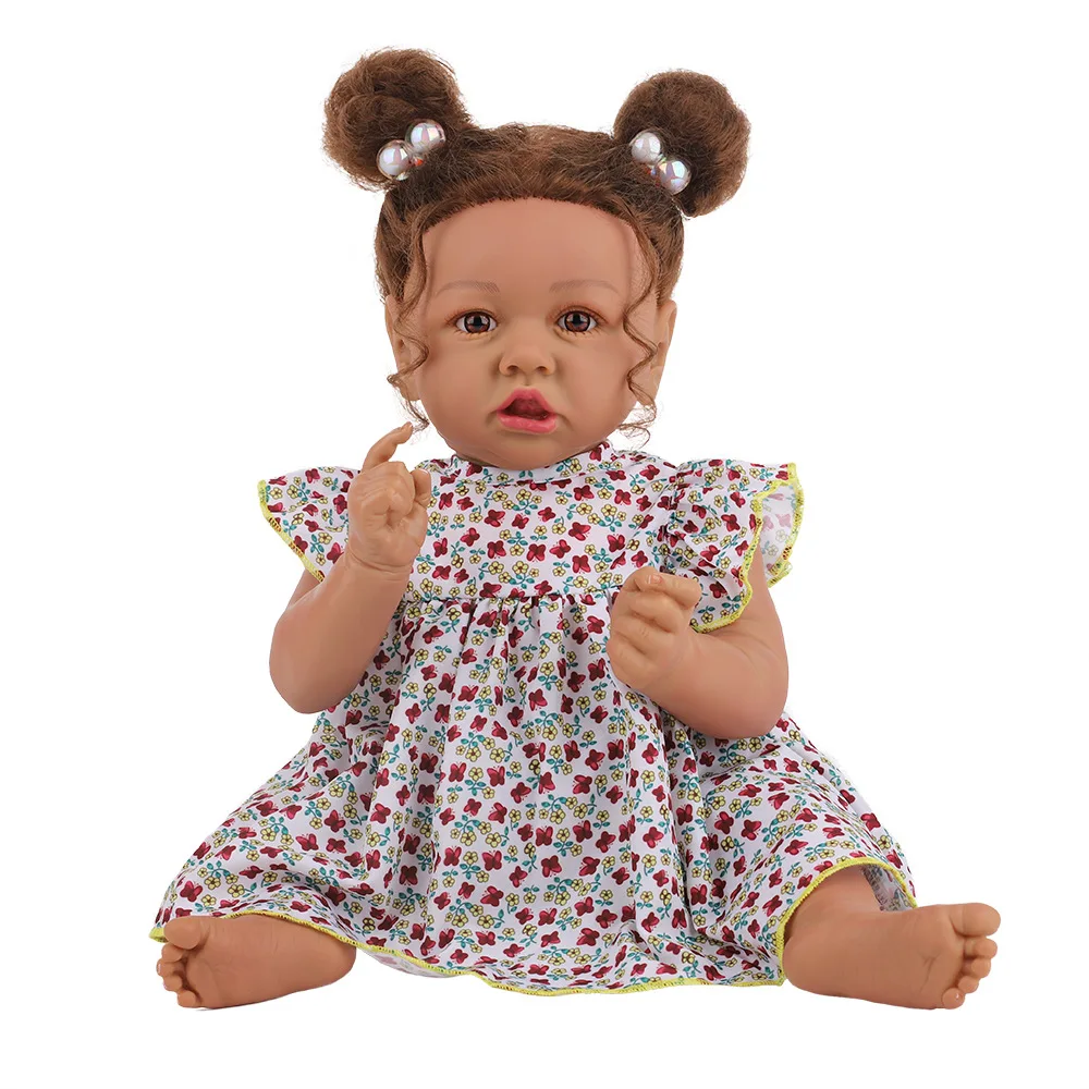 

Bebes doll 58 cm newborn baby, family toys, brown skin dolls, broken flower skirts, children's holiday gifts, photography props