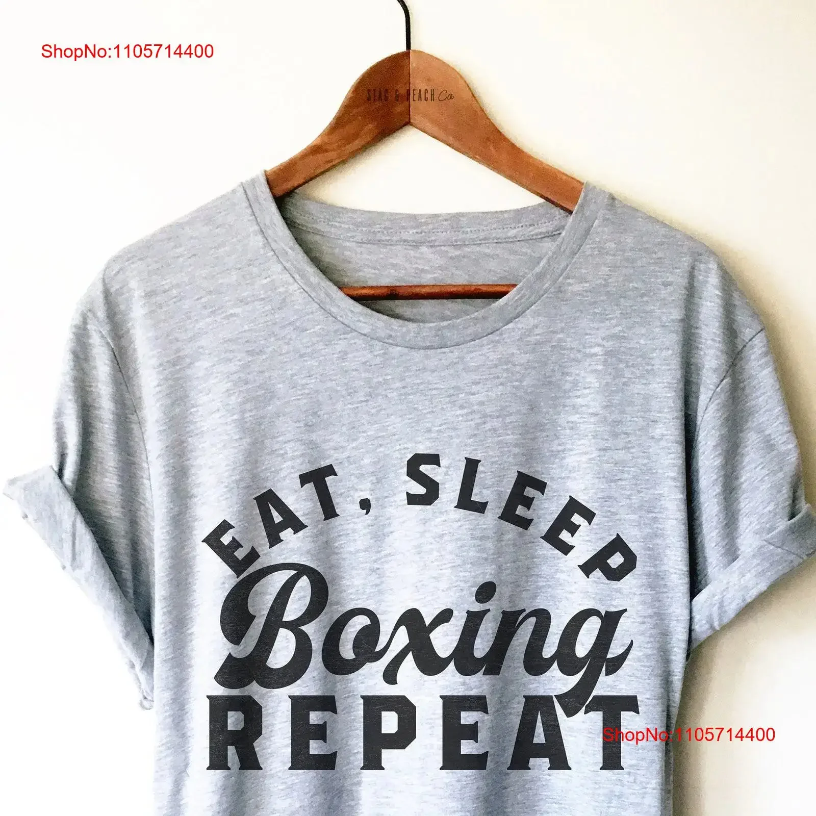 Boxing T Shirt Fan Lover Funny Eat Sleep RepeaT Boxer vintage Washed Slightly Unisex homme Comfortable Stretched