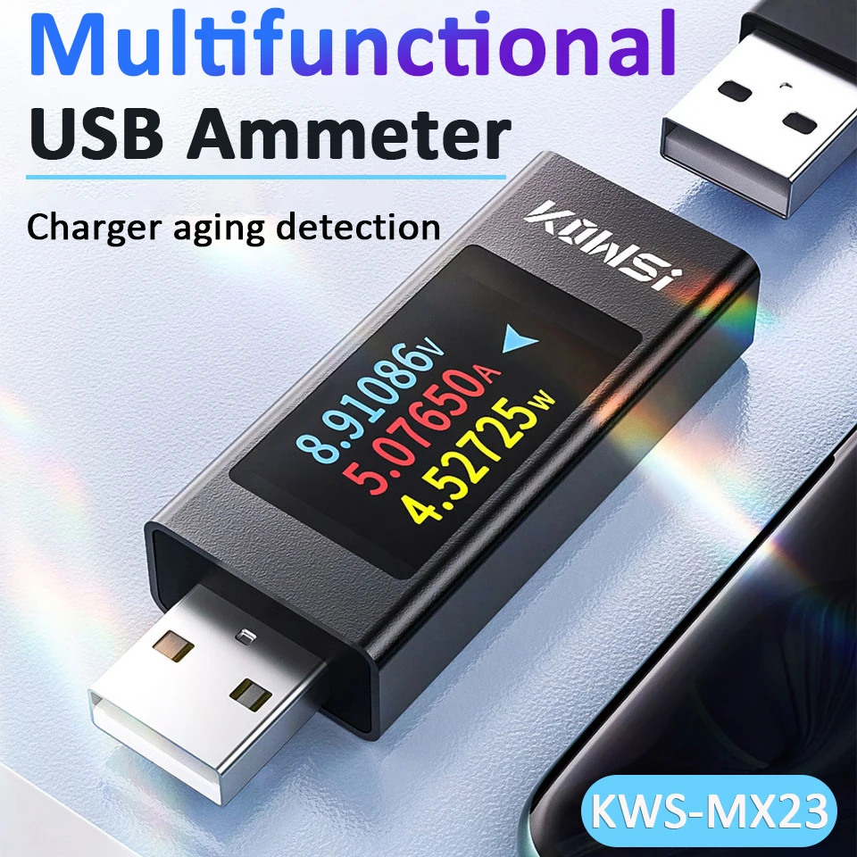 KWS-MX23 USB Tester DC Digital Voltmeter Ammeter Voltage Current Power Meter DC 4-30V Cell Phone /Power Bank Charger Indicator