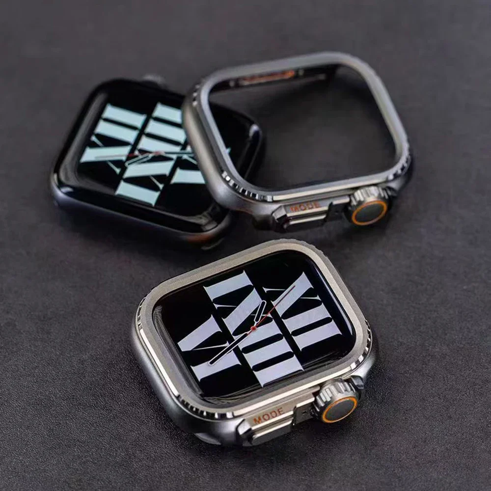 Metal Bumper Case For Apple Watch 45mm 44mm Protector Frame Cover For iWatch Series 9 8 7 6 5 4 SE Change To Ultra 2 49mm Shell