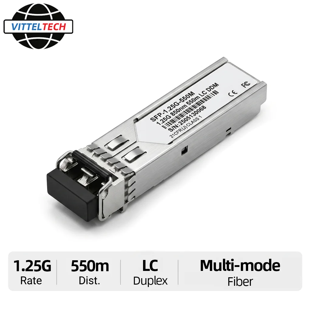 1.25G BIDI SFP Optical Fiber Module Multi-Mode LC Duplex 550m 850nm LC Interface Gigabit DDM Fiber Optic Transceiver Module