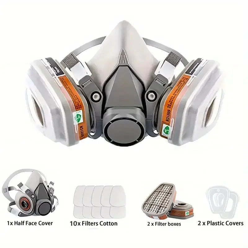 6200 Gasmasker 25 En 1 Spuitverf Decoratie Kolenmijn Chemisch Gas Beschermend Masker Pesticide Dual Box Anti-Stof Gifmasker