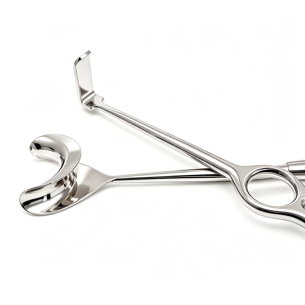 Long Bent Stainless Steel Dental Surgical Retractor for Implant and Maxillofacial Soft Tissue Management