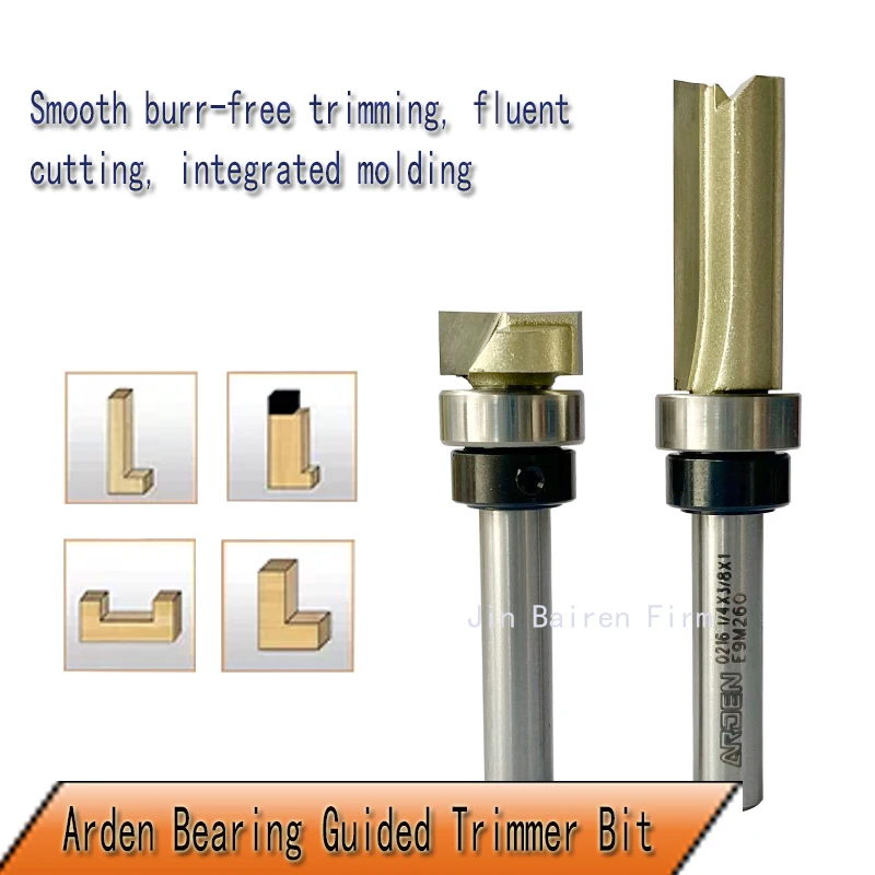 Arden Bearing Guided Trimmer Bit, Bottom Cleaning Flush Trimming Milling Cutter, Woodworking Router Bits
