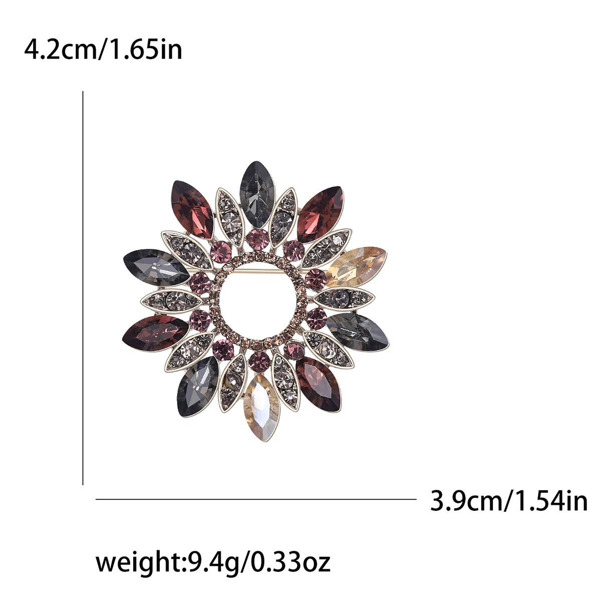 Beaut&Berry Luxury Rhinestone Wreath Brooches for Women Crystal Glass Pins Friends Party Gift Jewellery Accessories